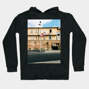 Yellow Residential Building in Italy With Drying Laundry on Washing Line Hoodie